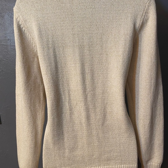 CHARTER CLUB Ivory and Gold Metallic Sweater with gold Hinged Closures - Picture 4 of 16